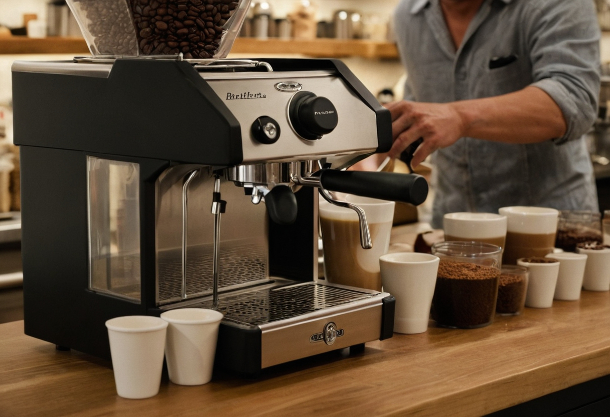 The coffee bar equipment sequence should follow the drink-production sequence editorial visual